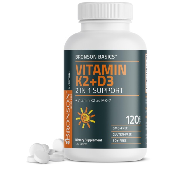 Bronson Vitamin K2 D3 (MK7) Supplement Non-GMO Formula Vitamin D3