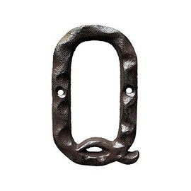 Jerrybaby 5 Inch House Letters, Rustic Cast Iron Metal Home Address Number & Letters/Unique Hammered Look, Letter Q