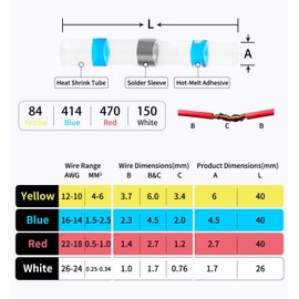 SMLCON 1118 PCS Solder Seal Wire Connectors - Heat Shrink Wire Connectors Waterproof Solder Butt Connector Kit Insulated Terminals for Marine Automotive Boat Truck Wire Joint