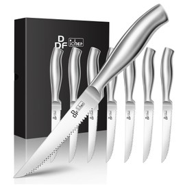 DDF iohEF Steak Knife Set, 8 Piece Steak Knife, High Carbon Japanese Stainless Steel Serrated Steak Knives