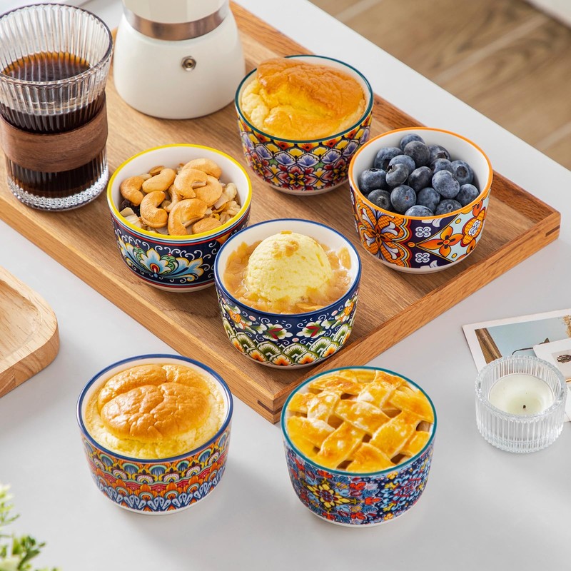 vancasso 6 Oz Ramekins Oven Safe Set of 6, Bohemian