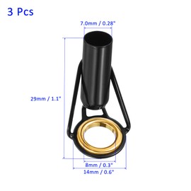 M METERXITY 3 Pack Fishing Rod Tips Repair Kit - Stainless Steel Ring Guide Replacement, Corrosion-Resistant, Apply to Fishing Rod (7mm Tube Dia, Black)