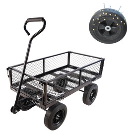 Wagon with Removable Sides Can be Used in Farms, Warehouses etc l Garden Dump cart- A Must-Have for Your Dream Garden Garden Essential- Dump cart Solid Wheels (Black Solid Wheels)
