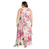 R&M Richards Women's Vivid Bloom Cascade Maxi Dress, Fuchsia