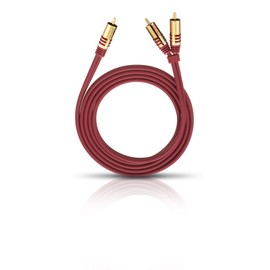 OEHLBACH NF Y-Sub 100 Y-RCA Subwoofer Cable 2 x RCA / 1 x RCA Flexible Cable with Efficient Shielding 1 m Red