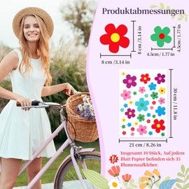 350 Pieces Car Flowers Stickers, Bicycle Flowers Car Stickers, Decoration Accessories, Car Sticker, Decorative Vinyl Window Sticker for Off-Road Vehicle, Motorhome, Bodywork, Side Door, Suitcase