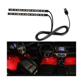 Mandark Car LED Strip Light, 24 LEDs Vehicle RGB Neon Interior Atmosphere Lamp, 12V USB Port Auto Decor Under Dash Ambient Night Light Strip Accessories, Universal for SUV, Sedan, Truck (Red)