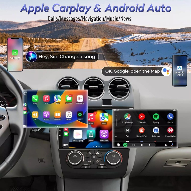 For 2007-2012 Nissan Altima Apple CarPlay Car Radio Android 12