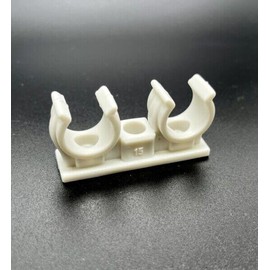 10 x Pipe Clips Double Pipe Holder Double White Pipe Attachment (Pipe Attachment, 15 mm)