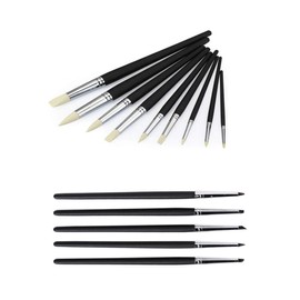 VideoPUP Clay Sculpting Color Shapers Painting Brushes Pottery (#0)+9PCS Rubber Silicone Pen Soft Clay Color Sculpting Painting Tools, 5PCS Silicone Clay Sculpting Tools