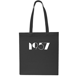 1957 Year Birthday Anniversary Tote Shopping Gym Beach Bag 42cm x38cm, 10 litres-BLACK