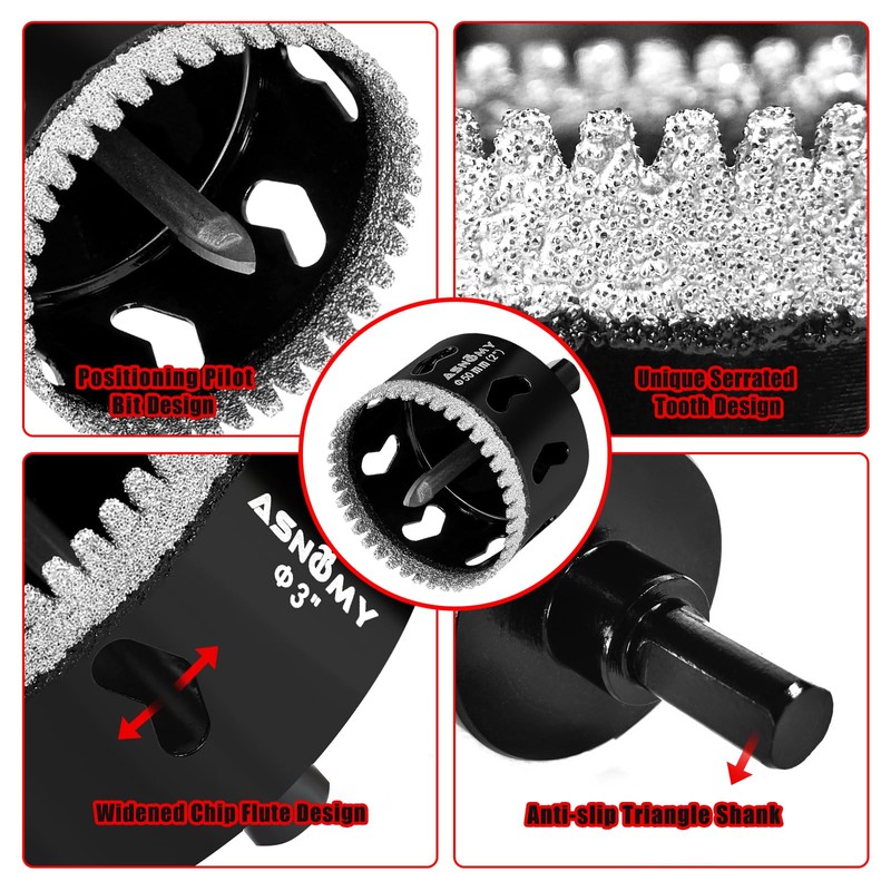 2Pcs 3/4 Inch Diamond Hole Saw with Pilot Drill Bit,