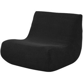 Fireside Chair Cover, Stretch Armless Lounge Chaise Slipcover Lazy Floor Sofa Couch Furniture Protector Bean Bag Couch Cover with Elastic Bottom for Living Room Bedroom(Black)