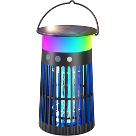 Insektenvernichter Elektrisch, Solar Mückenlampe akku 4000mAh mit RGB Licht für Outdoor draußen, 4200V Mückenabwehr Elektrische Fliegenfalle Gegen Mücken für Camping, Garten, Schlafzimmer, Terrasse