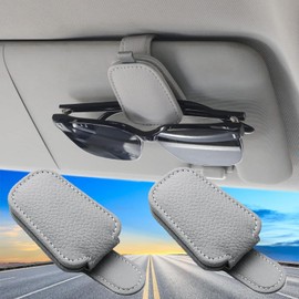 LUBEKAS Brillenhalter für Auto Sonnenbrille, 2 Pack Magnetischer Leder Brillenhalter Clip, Auto Visier Brille Halterung, Sonnenbrillenhalter Auto (Grau)
