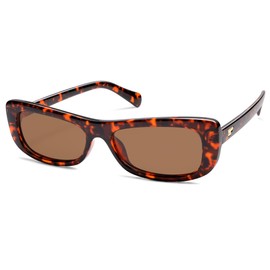 VANLINKER Retro Rectangle Polarized Sunglasses for Women Men Small Narrow 90s Vintage Trendy Rectangular Glasses VL9830,Tortoiseshell
