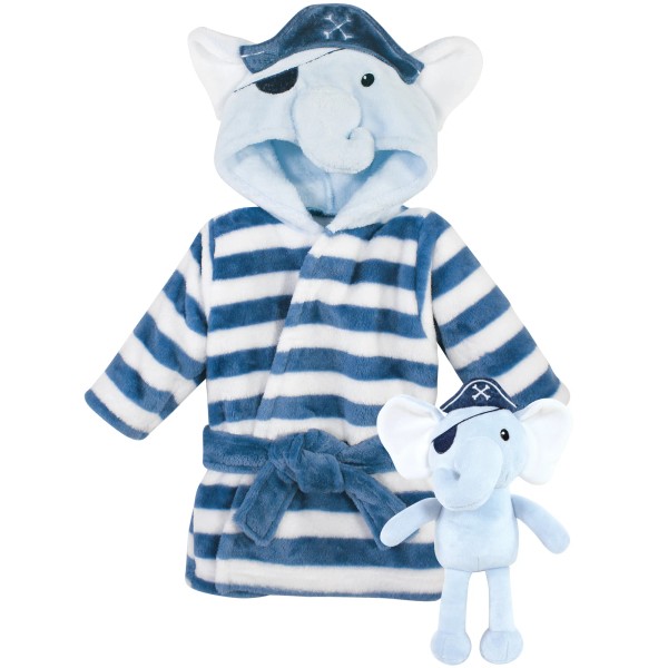 Hudson Baby Infant Boy Plush Bathrobe and Toy Set, Pirate