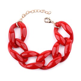 COLORFUL BLING Chunky Chain Candy Color Acrylic Bracelet for Women Resin Exaggerated Thick Link Bracelet Wrist Party Jewelry-red