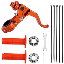PRO CAKEN 7/8" 22mm Universal Motorcycle CNC Short Stunt Clutch Lever Clutch Handlebar with Grips Donuts for Most Motorcycles Dirt Bike-Orange