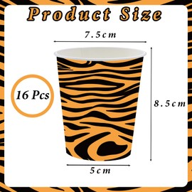 16P Jungle Safari Animal Party Tiger Print Paper Cups,Jungle Animal Party Paper Cups,Jungle Theme Party Tableware Decorations Set for Kids Jungle Safari Reptile Party Supplies