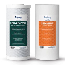 iSpring F2WGB21BCPB 10" x 4.5" Whole House Water Filters for WGB21B Series Water Filter Systems, includes Sediment and Lead-Removal Filters
