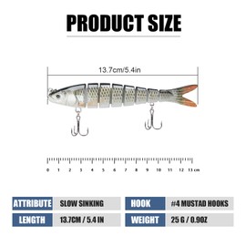 TRUSCEND Sea Fishing Lures for Bass Pike Fishing Lures Perch Trout Multi Jointed Swimbaits Slow Sinking Bionic Swimming Lures Freshwater Saltwater Fishing Accessories