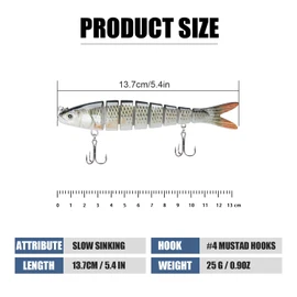 TRUSCEND Sea Fishing Lures for Bass Pike Fishing Lures Perch Trout Multi Jointed Swimbaits Slow Sinking Bionic Swimming Lures Freshwater Saltwater Fishing Accessories