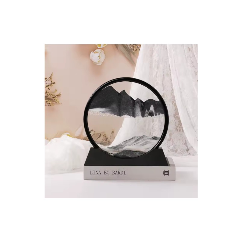 Flowing Sand Art Decor for Desks – Rotating Hourglass Landscape