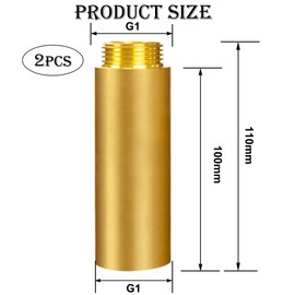 Brass Tap Extension, 1 Inch x 100 mm, DN20 Thread Extension, 1 Inch Female x AG, 100 mm Brass Extension Fitting, Connection Extension for Drinking Water and Heating Installation, Pack of 2
