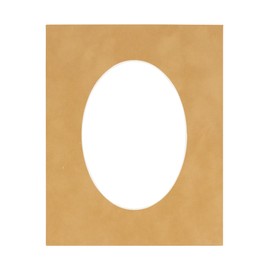 11x14 Mat Bevel Cut for 8x10 Photos - Precut Beige Suede Oval Shaped Photo Mat Board Opening - Acid Free Matte to Protect Your Pictures - Bevel Cut for Family Photos, Pack of 1 Matboard