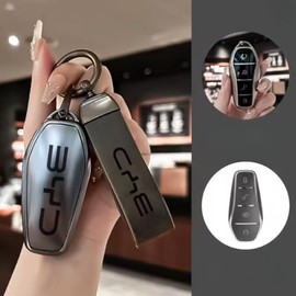 Electrocash Funda Protectora para Llave de BYD, Color Gris Metálico, con Llavero Incluido, Compatible con BYD Dolphin, Dolphin Mini, Song Pro, Song Pl