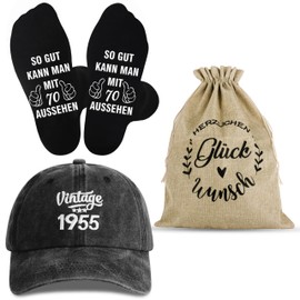 Jeasona Gift Set with Socks Baseball Cap Gift Bag Gifts for Birthday Man, Multicolor-70 Years, Unit size