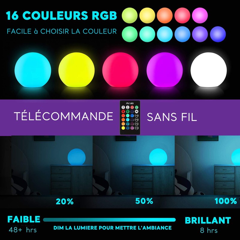 MR.GO 15 cm Light Ball LED Ball Lamp, Charger Bedside