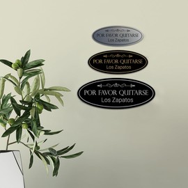 Signos ByLITA Oval Por Favor Quitarse Los Zapatos Letrero de agradecimiento (azul marino/blanco) - M