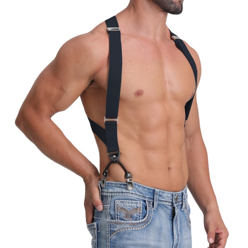 LazarsSpace Men's Side Suspenders with Dual Clips Per Side -