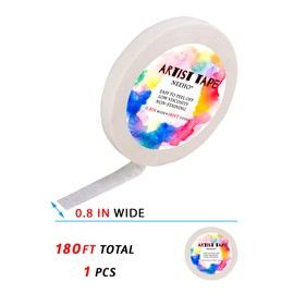 Neeho Artist Tape for Drafting Art, Acid-Free White Masking Tape for Watercolor Painting Canvas Framing, 0.8inch Wide 180FT Long