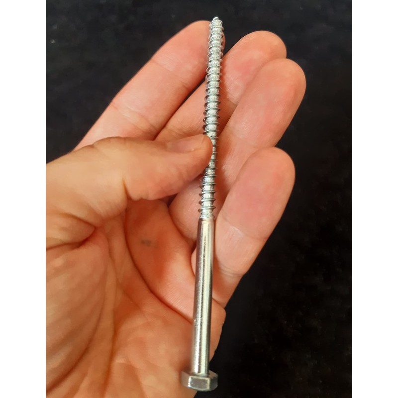 M6 Coach Screws Hex Head Width 10mm Zinc Plated Steel