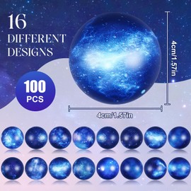 Libima 100 Pcs Galaxy Stress Ball Outer Space Theme Anxiety Fidget Sensory Balls Bulk 1.57 Inch Squeeze Foam Stress Balls Stress Relief Anxiety Toys for Adult Boys Girls Finger Exercise Party Favors