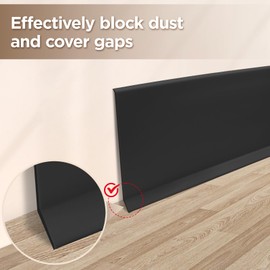 Flexible Baseboard Molding Trim, 4" (W) x 39.4' (L) Self-Adhesive Vinyl Wall Base, Peel and Stick Baseboard, Rubber Wall Base Moulding Trim, Black