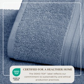 Great Bay Home Blue Hand Towels - 100% Cotton 6 Pack 26x16 Hand Towel Set - Lightweight, Absorbent, Quick-Dry Towels for Bathroom (Chambrey Blue)