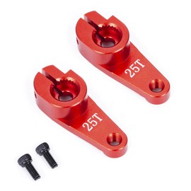WEFEINO 2Pcs 25T Servo Horn 15mm 18.5mm Metal 25 Teeth Steering Servo Arm Compatible with 1/10 RC Off-Road Crawler Drift Racing Car (15mm 25T)