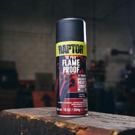 Raptor Flameproof Automotive Body Paint, Professional Grade, Extra Tough Protective Spray Paint For High Heat, Flat Black