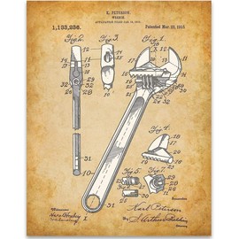 Wrench Tool - 11x14 Unframed Patent Print - Great Garage Decor or Gift Under $15 for Mechanics and Plumbers
