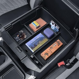 EDBETOS Full Center Console Organizer Compatible with 2023 2024 Ford F250 F350 F450 F550 Super Duty Insert Tray Accessories Armrest Box Secondary Storage Box, Original Tray Can be Placed on top