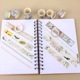 18 Rollos de Cinta Adhesiva Vintage Butterfly Botanical Nature Washi Cinta para Bullet Journal, DIY, Scrapbooking, Blocs de notas, Envoltura de regalos, Artes y Manualidades