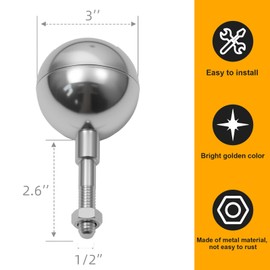 Frunke Flag Pole Ball Topper for Outdoor, Sliver Flagpole Ball Topper Finial Replacement Weatherproof Flagpole Accessories Parts