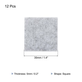 QUARKZMAN 12 Stück Quadratische Filz Möbelpads, 1,4x1,4 Zoll Kleine Filz Stuhlbeinschoner Verhindern Kratzer Selbstklebend für Möbel Hartboden, Grau