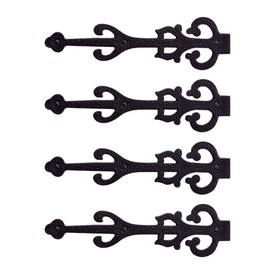 Renovators Supply Manufacturing Garage Door Decorative Hardware Decorative Design 11 In. Black Wrought Iron Rust Resistant Dummy Strap Hinge With Mounting Hardware, Pack Of 4