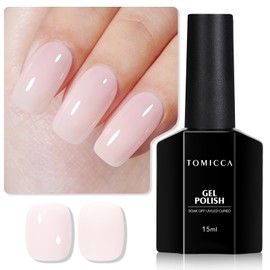 TOMICCA Gel Nail Polish, Jelly Milky Pink Gel Polish, Light Pink Nail Polish Quick Dry, UV Clear Pink Gel Polish Colors Long Lasting Nail Art Manicure Home DIY