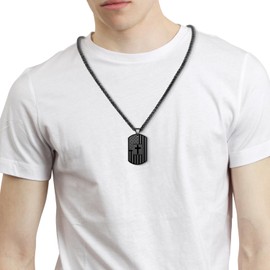 Qibote Brother Gifts Dog Tag Cross Necklace Stainless Steel Pendant Chain for Christmas Valentines Day Fathers Day Birthday